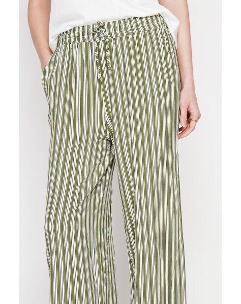 Micheline khakifarbene Hose aus Leinenmischung mit hoher Taille