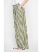 Micheline khakifarbene Hose aus Leinenmischung mit hoher Taille