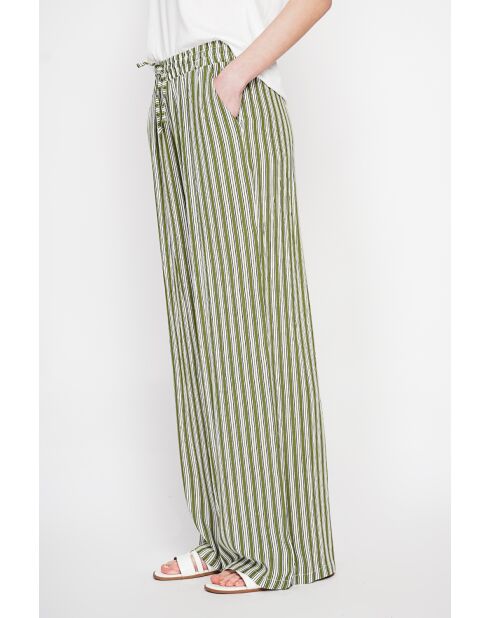 Micheline khakifarbene Hose aus Leinenmischung mit hoher Taille