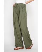 Danielle khakifarbene Hose aus Leinenmischgewebe mit weitem Beinschnitt