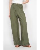 Danielle khakifarbene Hose aus Leinenmischgewebe mit weitem Beinschnitt