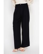 Danielle Slim-Fit-Hose aus Leinengemisch mit weitem Bein, schwarz