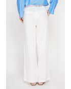 Pantalon coupe large en lin mélangé Yvette blanc