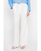 Pantalon coupe large en lin mélangé Yvette blanc