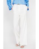 Pantalon coupe large en lin mélangé Yvette blanc