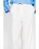 Pantalon coupe large en lin mélangé Yvette blanc