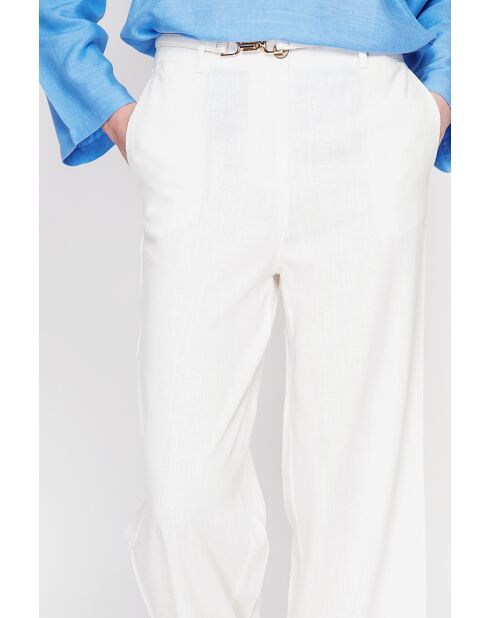 Pantalon coupe large en lin mélangé Yvette blanc