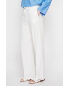 Pantalon coupe large en lin mélangé Yvette blanc