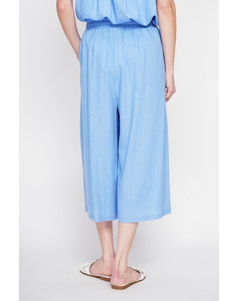 Pantalon coupe jupe en lin mélangé Jeannine azur