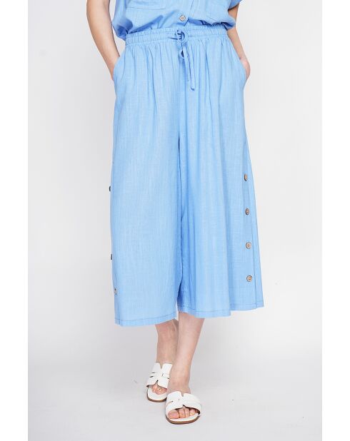 Pantalon coupe jupe en lin mélangé Jeannine azur