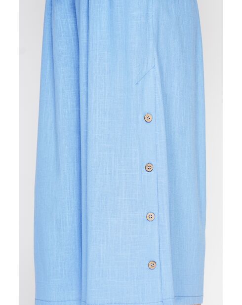 Pantalon coupe jupe en lin mélangé Jeannine azur