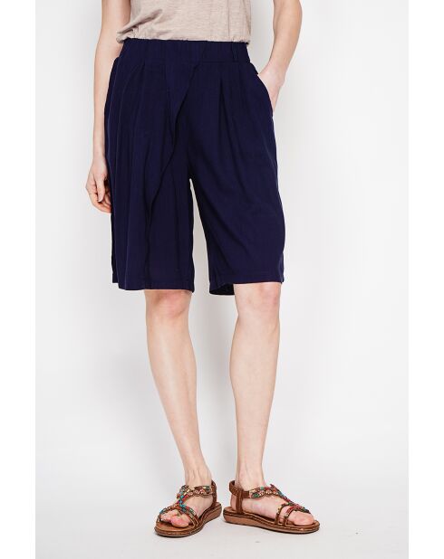 Pantaloncini fantasia Francine Marine in misto lino