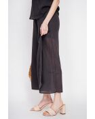 Stéphanie schwarze Leinenhose mit hoher Taille