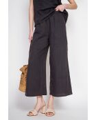 Stéphanie schwarze Leinenhose mit hoher Taille