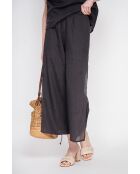 Stéphanie schwarze Leinenhose mit hoher Taille
