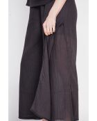 Stéphanie schwarze Leinenhose mit hoher Taille