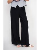 Pantalon large taille haute en lin mélangé Raymonde noir