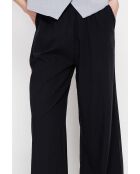 Pantalon large taille haute en lin mélangé Raymonde noir