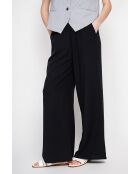 Pantalon large taille haute en lin mélangé Raymonde noir