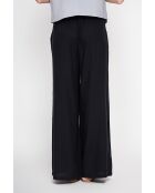 Pantalon large taille haute en lin mélangé Raymonde noir
