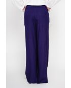 Michèle Marine Leinenhose mit weitem Beinschnitt und elastischem Bund