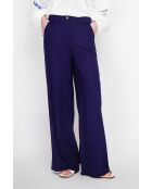 Michèle Marine Leinenhose mit weitem Beinschnitt und elastischem Bund