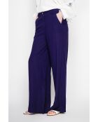 Michèle Marine Leinenhose mit weitem Beinschnitt und elastischem Bund