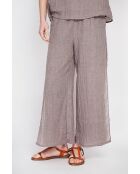 Stéphanie Cacao Leinenhose mit hoher Taille