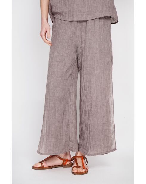 Stéphanie Cacao Leinenhose mit hoher Taille
