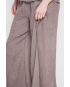 Stéphanie Cacao Leinenhose mit hoher Taille
