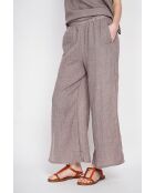 Stéphanie Cacao Leinenhose mit hoher Taille