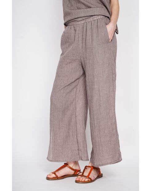 Stéphanie Cacao Leinenhose mit hoher Taille
