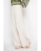 Michèle beigefarbene, locker sitzende Leinenhose mit elastischem Bund