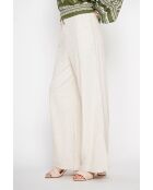 Michèle beigefarbene, locker sitzende Leinenhose mit elastischem Bund