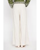 Michèle beigefarbene, locker sitzende Leinenhose mit elastischem Bund