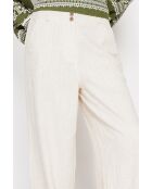 Michèle beigefarbene, locker sitzende Leinenhose mit elastischem Bund