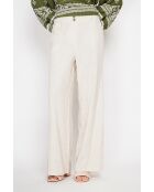 Michèle beigefarbene, locker sitzende Leinenhose mit elastischem Bund