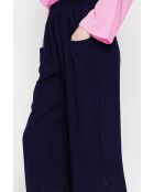 Thérèse Marine Hose aus Leinenmischung mit hoher Taille und weitem Bein