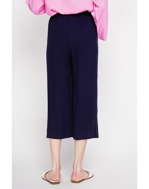 Thérèse Marine Hose aus Leinenmischung mit hoher Taille und weitem Bein