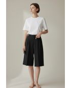 Pantaloncini Rosette neri a vita alta in misto lino