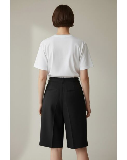 Pantaloncini Rosette neri a vita alta in misto lino