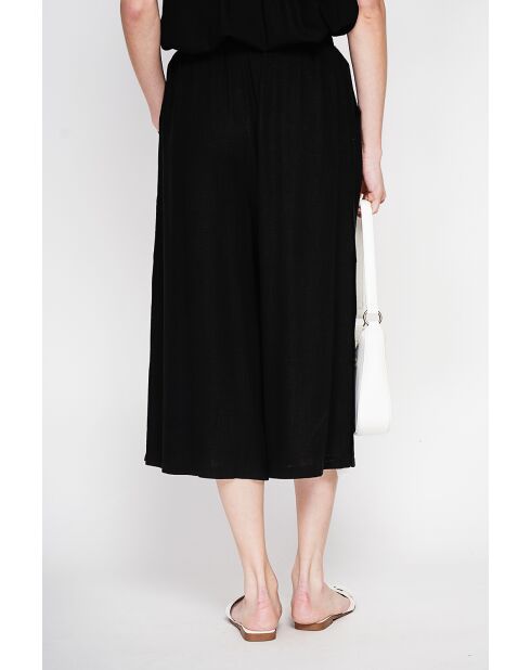 Pantalon coupe jupe en lin mélangé Jeannine noir