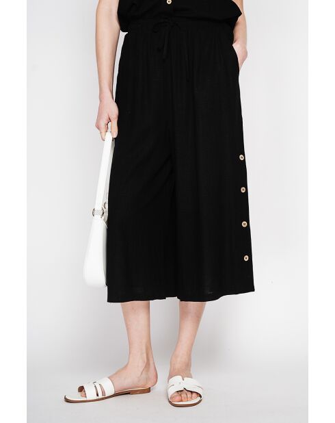 Pantalon coupe jupe en lin mélangé Jeannine noir