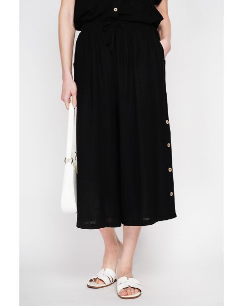 Pantalon coupe jupe en lin mélangé Jeannine noir