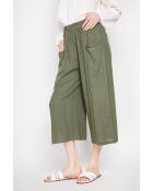 Thérèse khakifarbene Hose aus Leinenmischung mit hoher Taille und weitem Beinschnitt