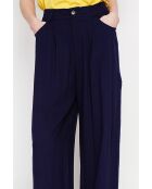 Pantalon coupe ajusté à jambe large en lin mélangé Danielle marine