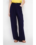 Pantalon coupe ajusté à jambe large en lin mélangé Danielle marine