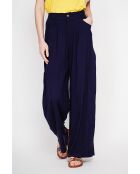 Pantalon coupe ajusté à jambe large en lin mélangé Danielle marine