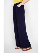 Pantalon coupe ajusté à jambe large en lin mélangé Danielle marine