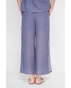 Stéphanie blaue Jeanshose aus Leinen mit hoher Taille